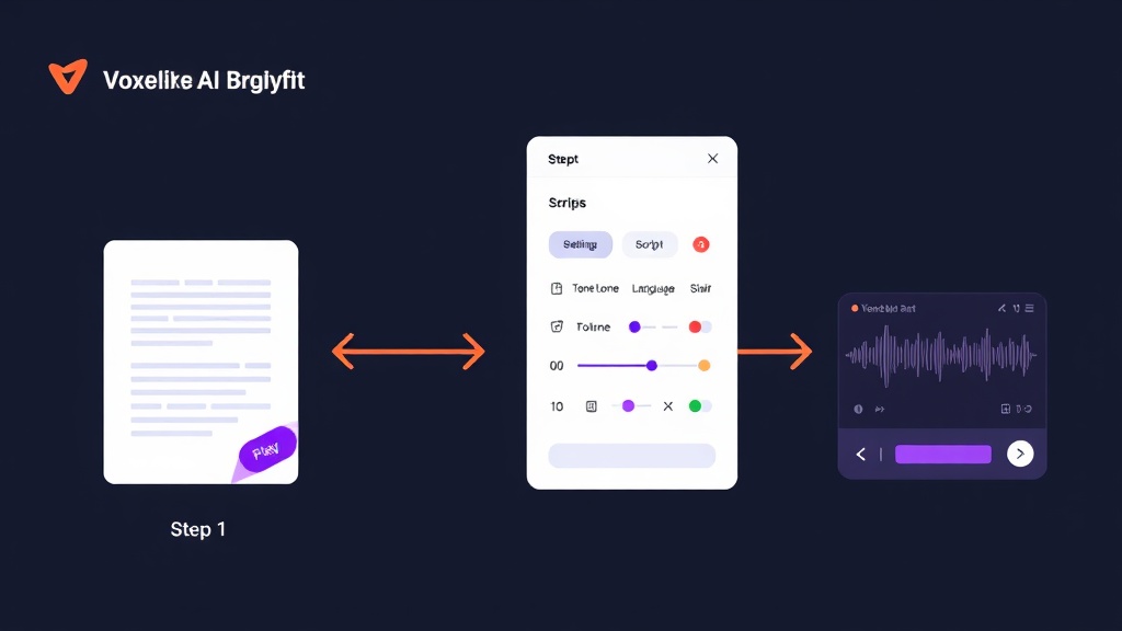 VoxPilot workflow: script, settings, audio