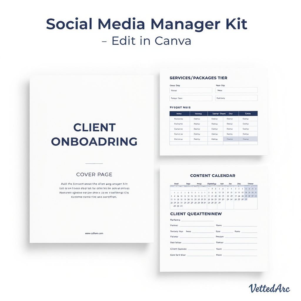 Social Media Manager Client Onboarding Kit preview — editable in Canva