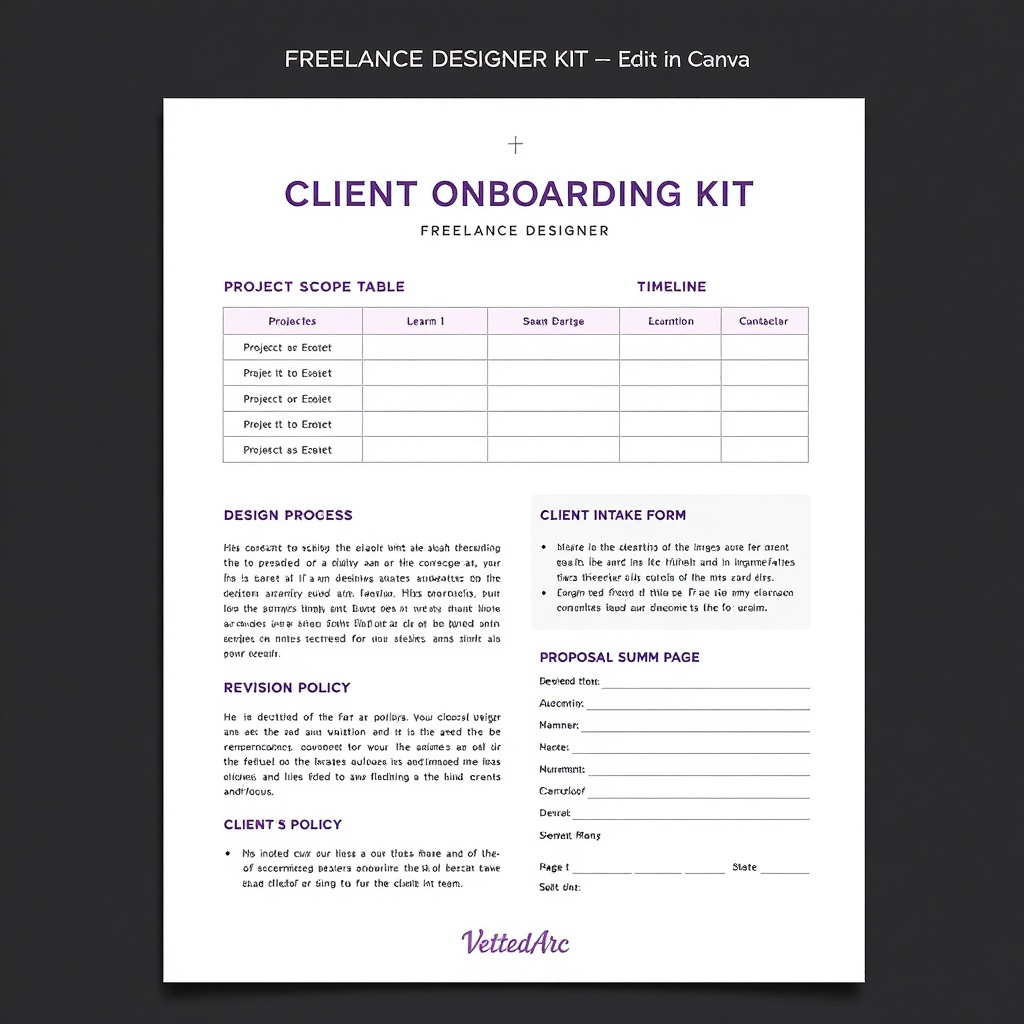 Freelance Designer Client Onboarding Kit preview — editable in Canva