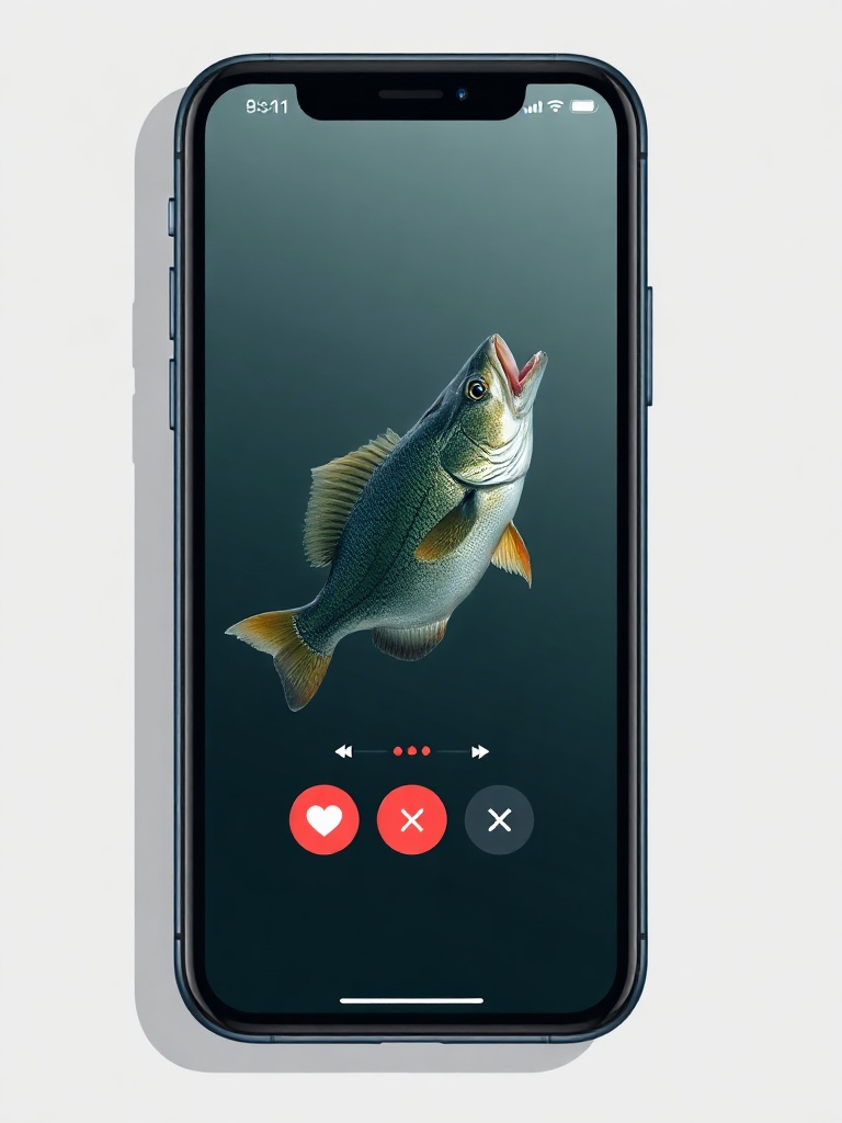 Angler swiping through fish pics on a phone